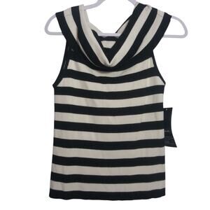 Broadway 38 Striped Knit Black and White Cowl Neck Contemporary Women's Top Sz L